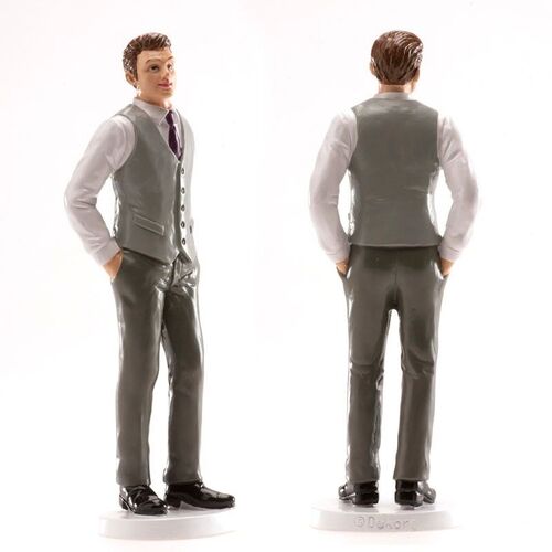 FIGURA PARA TARTA HOMBRE  CON CHALECO GRIS