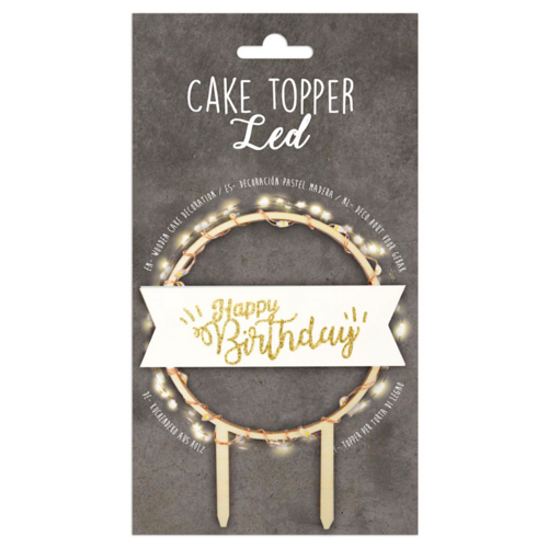 TOPPER PARA TARTA SCRAPCOOKING - "HAPPY BIRTHDAY" LED