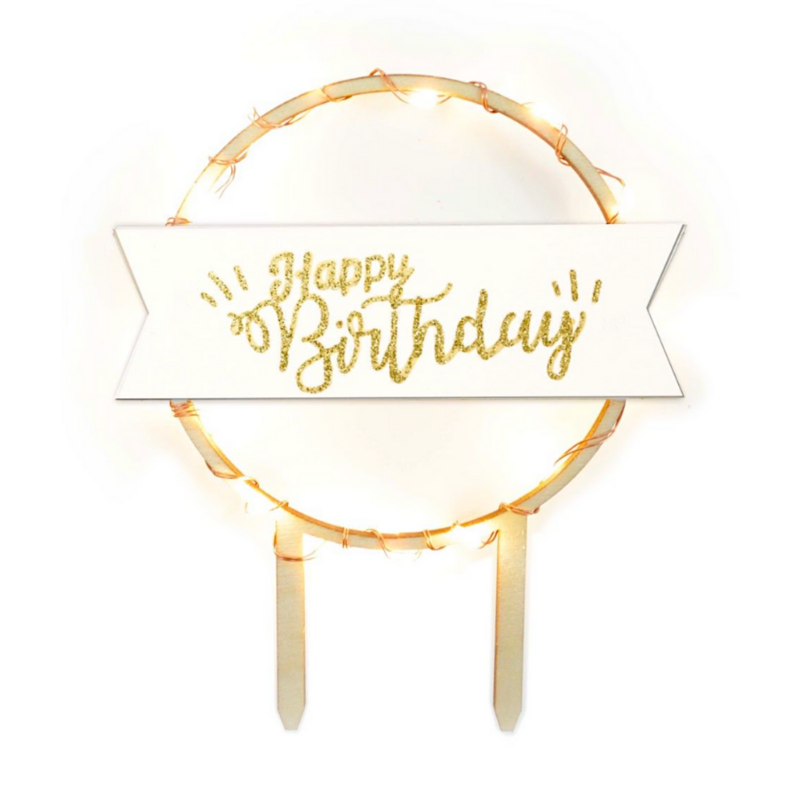 TOPPER PARA TARTA SCRAPCOOKING - "HAPPY BIRTHDAY" LED