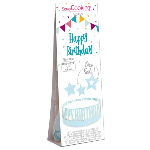 WRAPPER + TOPPERS PARA TARTA SCRAPCOOKING - "HAPPY BIRTHDAY"