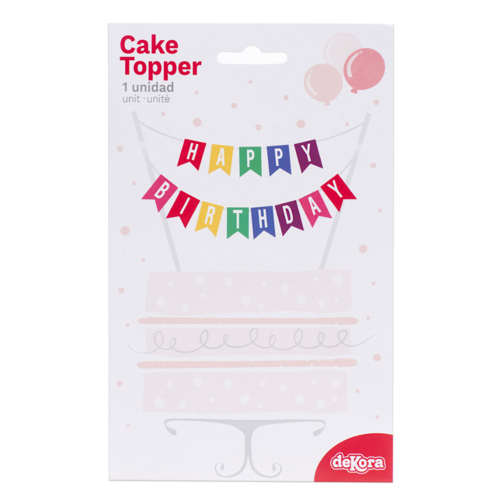 TOPPER PARA TARTA DEKORA - BANDERAS "HAPPY BIRTHDAY"