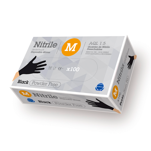 GUANTES DE NITRILO RUBBEREX NEGROS - M (MEDIANOS) 3,5 G