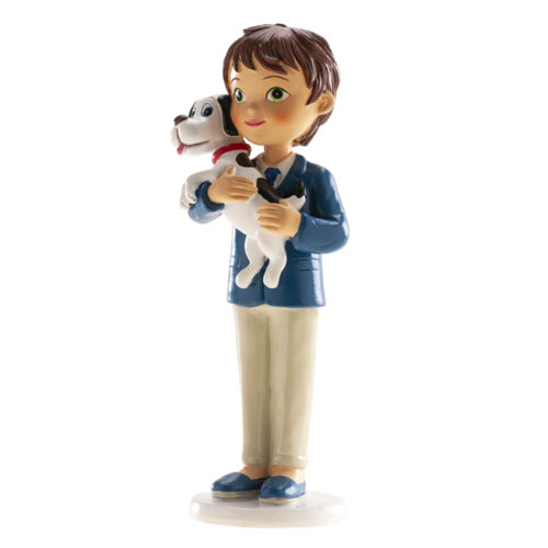 FIGURA PARA TARTA COMUNION - NIÑO CON PERRO