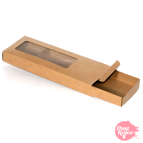 CAJA PARA TURRON KRAFT CON VENTANA - 25,5 CM