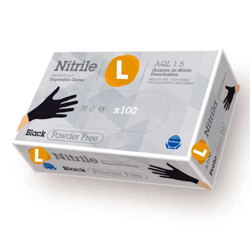 GUANTES DE NITRILO RUBBEREX NEGROS - L (GRANDES) 3,7 G