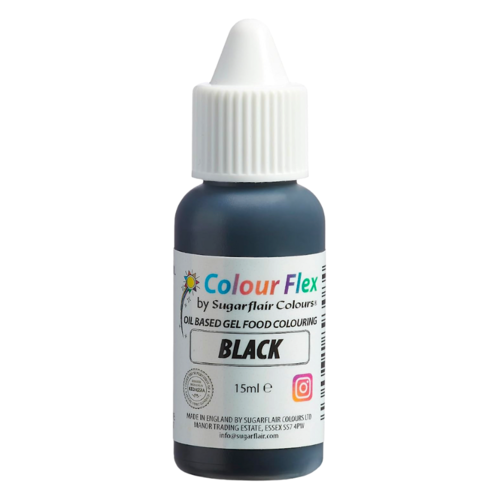 COLORANTE LIPOSOLUBLE "COLOURFLEX" SUGARFLAIR - BLACK / NEGRO (15 ML)