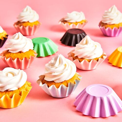 CAPSULAS CUPCAKES PARA HORNEAR "BLOOM" FUNCAKES - AMARILLAS PASTEL