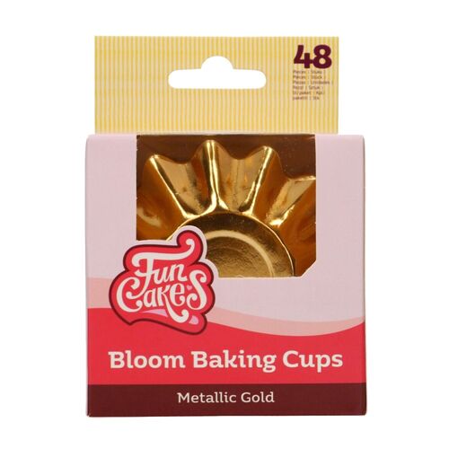 CAPSULAS CUPCAKES PARA HORNEAR "BLOOM" FUNCAKES - ORO METALICO