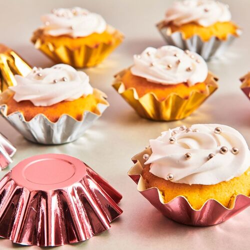 CAPSULAS CUPCAKES PARA HORNEAR "BLOOM" FUNCAKES - ORO METALICO