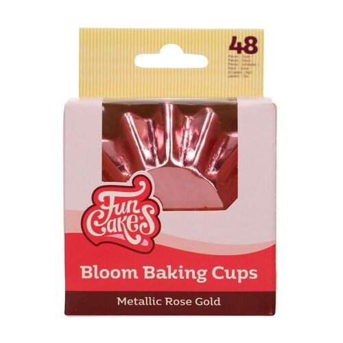 CAPSULAS CUPCAKES PARA HORNEAR "BLOOM" FUNCAKES - ORO ROSADO METALICO