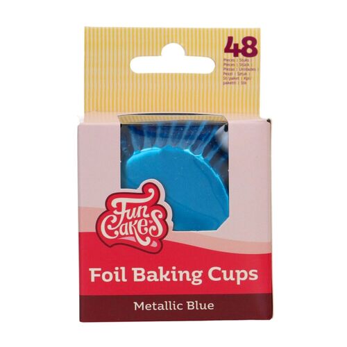 CAPSULAS CUPCAKES PAPEL ALUMINIO "FOIL" FUNCAKES - AZUL METALICO