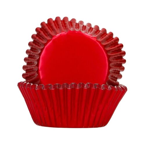 CAPSULAS CUPCAKES PAPEL ALUMINIO "FOIL" FUNCAKES - ROJO METALICO