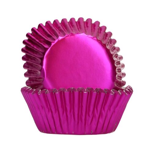 CAPSULAS CUPCAKES PAPEL ALUMINIO "FOIL" FUNCAKES - ROSA METALICO