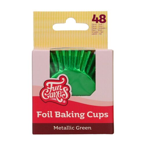 CAPSULAS CUPCAKES PAPEL ALUMINIO "FOIL" FUNCAKES - VERDE METALICO