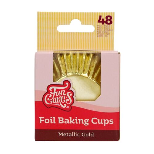 CAPSULAS CUPCAKES PAPEL ALUMINIO "FOIL" FUNCAKES - ORO METALICO