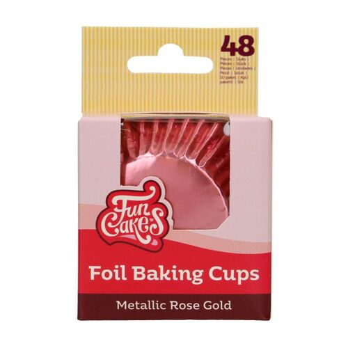 CAPSULAS CUPCAKES PAPEL ALUMINIO "FOIL" FUNCAKES - ORO ROSADO METALICO